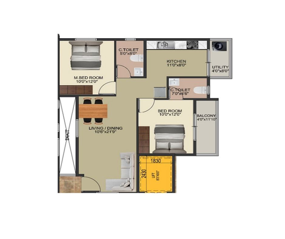 ds-max-sahara-apartment-2-bhk-floor plan