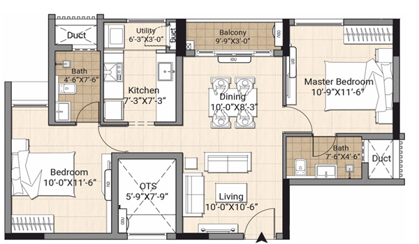 sobha-scarlet-3.5-bhk floor plan