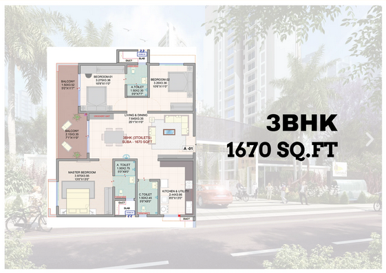 Myhna Vistara Floor Plan 3 BHK