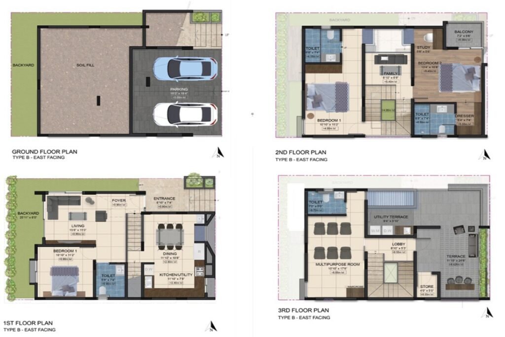 Pelican Square 4 BHK split level villa floor plan, Sarjapur Bangalore