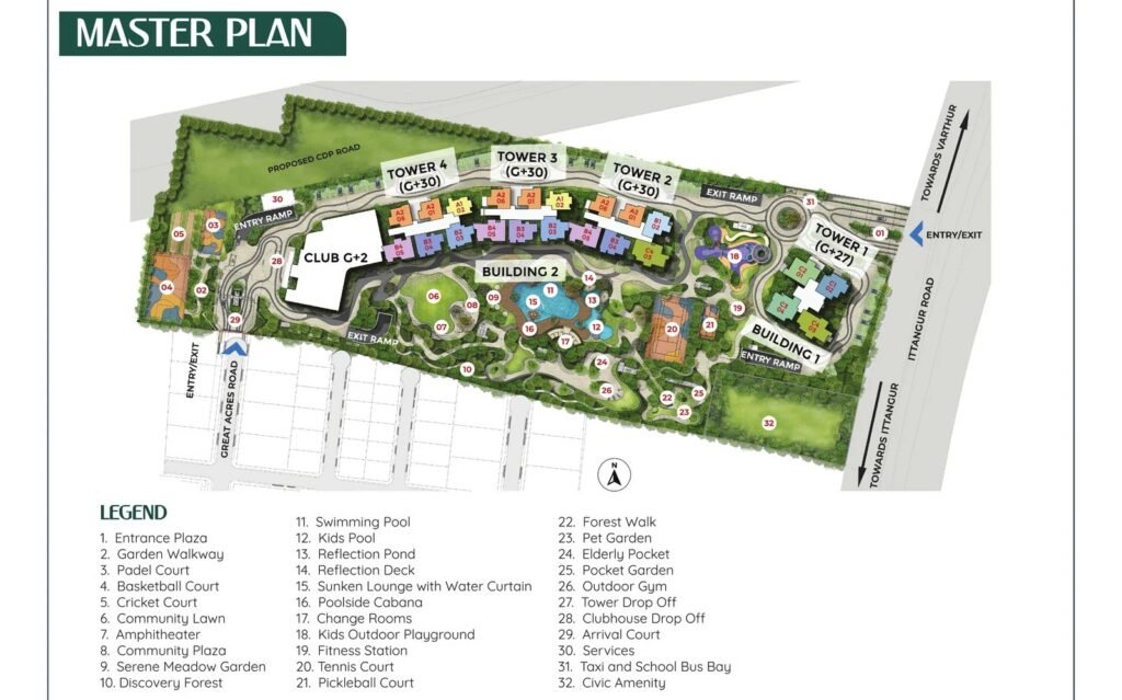 Prestige Garden Breez master plan layout with 4 towers, Sarjapur Road Bangalore