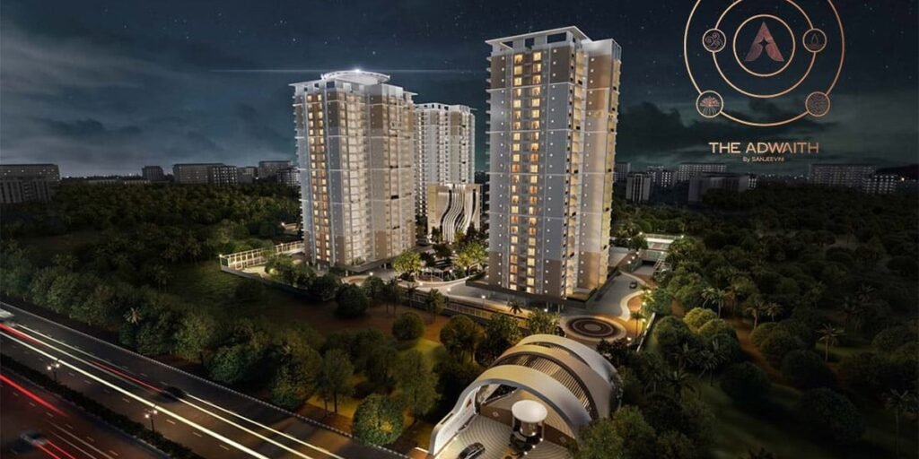 Sanjeevini The Adwaith apartments elevation view, Gunjur Bangalore